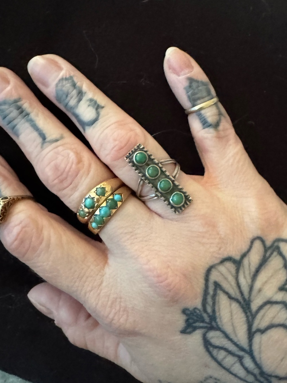 Vintage Native American Turquoise Sterling Silver Ring Size 7 (19) - Picture 8 of 9